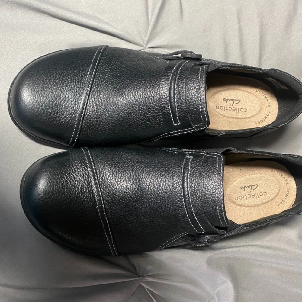 Clark shoes black, size 10, worn once